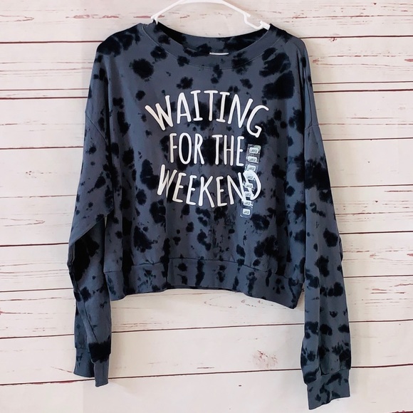 Freeze Tops - New FREEZE Crop tie dye sweatshirt L gray